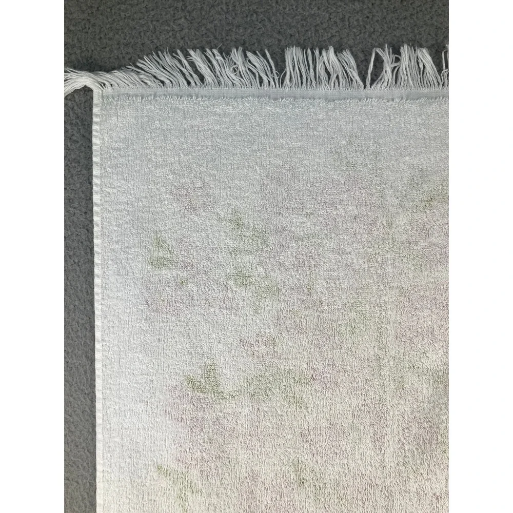 Vintage Cannon Bath‎ Towel White Purple Yellow Floral Fringed 38x21 Inches